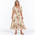 Ilanna | Elegant Floral Wrap Midi Dress