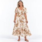 Ilanna | Elegant Floral Wrap Midi Dress