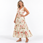 Fall Floral Sleeveless Maxi Dress
