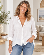 Linen Button-Down Blouse for Women