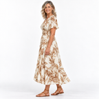 Ilanna | Elegant Floral Wrap Midi Dress