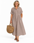 Cotton Shirt Dress | Collared Button-Front Midi Dress