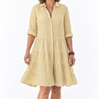 Aaliyah | Striped Collared Tiered Shirt Dress for Women