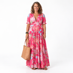 Ione | Short Sleeve V Neck Floral Midi Dress