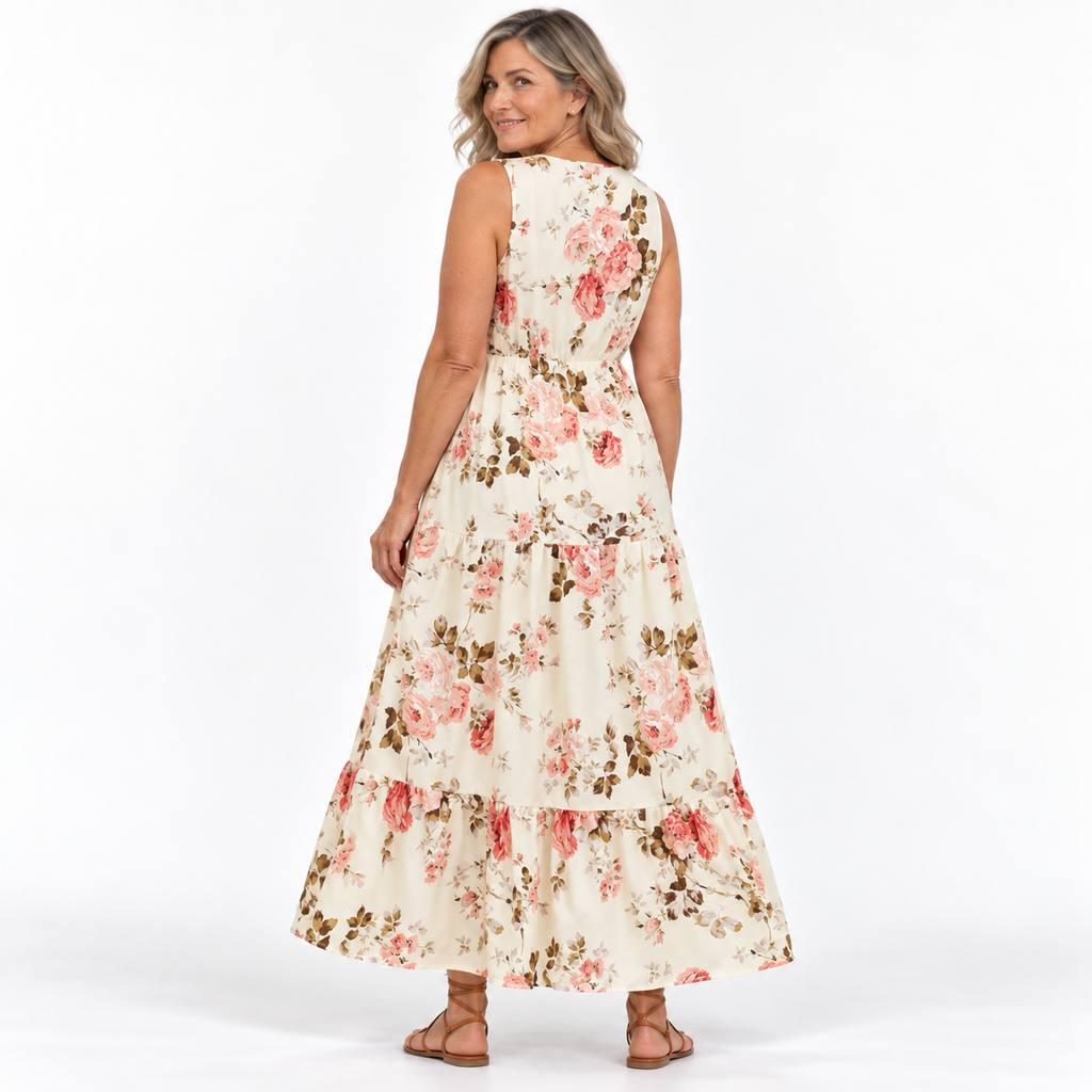 Fall Floral Sleeveless Maxi Dress